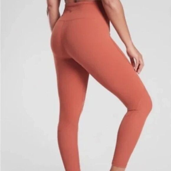 ATHLETA Rise Up Rib 7/8 Tight Orange Size Medium - Picture 3 of 8